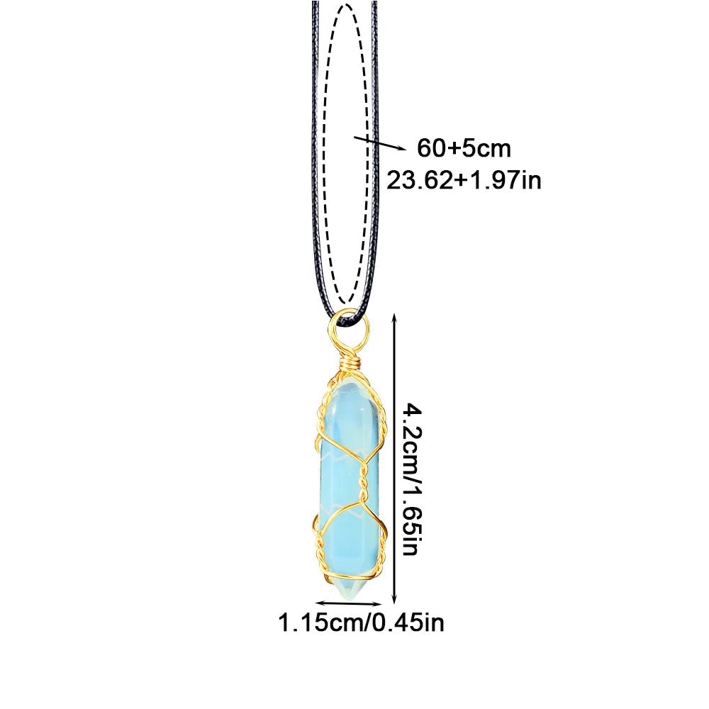 Collar de Cristal Natural – Set de 5 Colgantes Hexagonales Hechos a Mano para Energía, Sanación y Protección