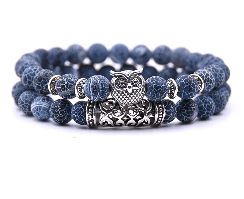 Pulsera de Búho en Piedras Naturales – Protección, Estilo y Energía para Hombres y Mujeres