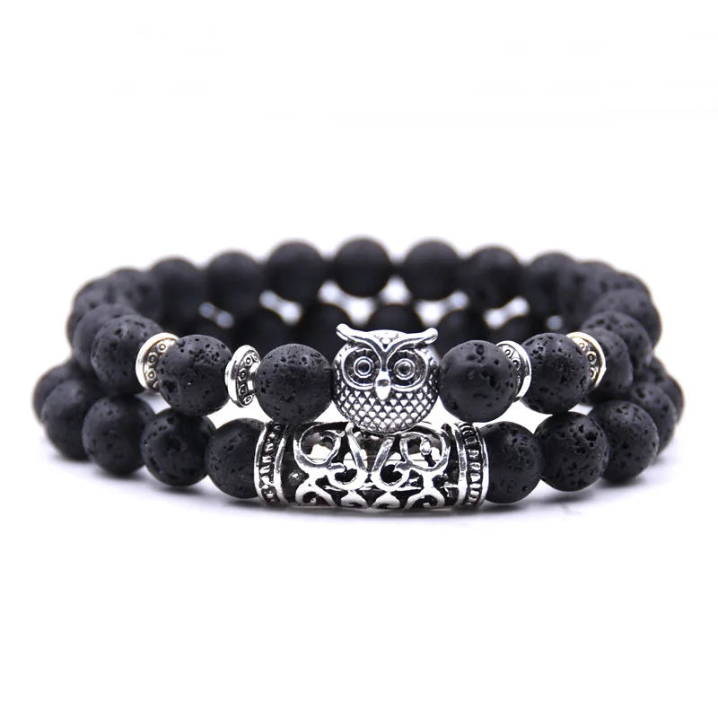 Pulsera de Búho en Piedras Naturales – Protección, Estilo y Energía para Hombres y Mujeres