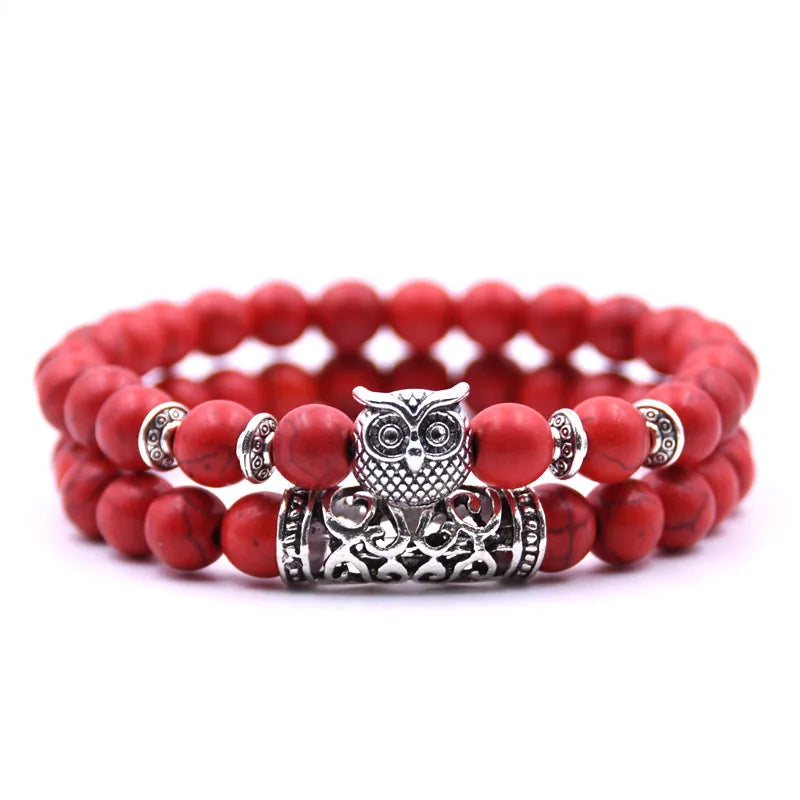 Pulsera de Búho en Piedras Naturales – Protección, Estilo y Energía para Hombres y Mujeres
