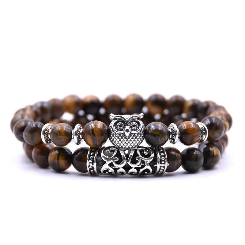 Pulsera de Búho en Piedras Naturales – Protección, Estilo y Energía para Hombres y Mujeres