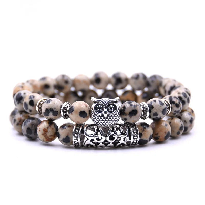 Pulsera de Búho en Piedras Naturales – Protección, Estilo y Energía para Hombres y Mujeres