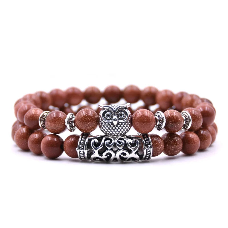 Pulsera de Búho en Piedras Naturales – Protección, Estilo y Energía para Hombres y Mujeres