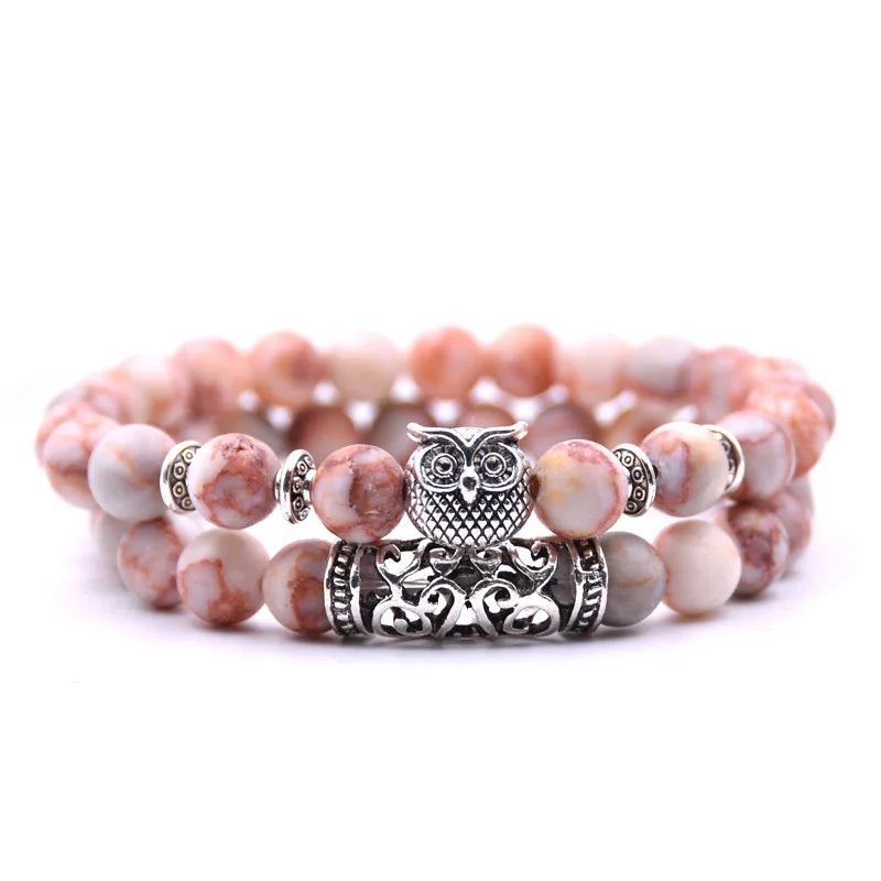 Pulsera de Búho en Piedras Naturales – Protección, Estilo y Energía para Hombres y Mujeres